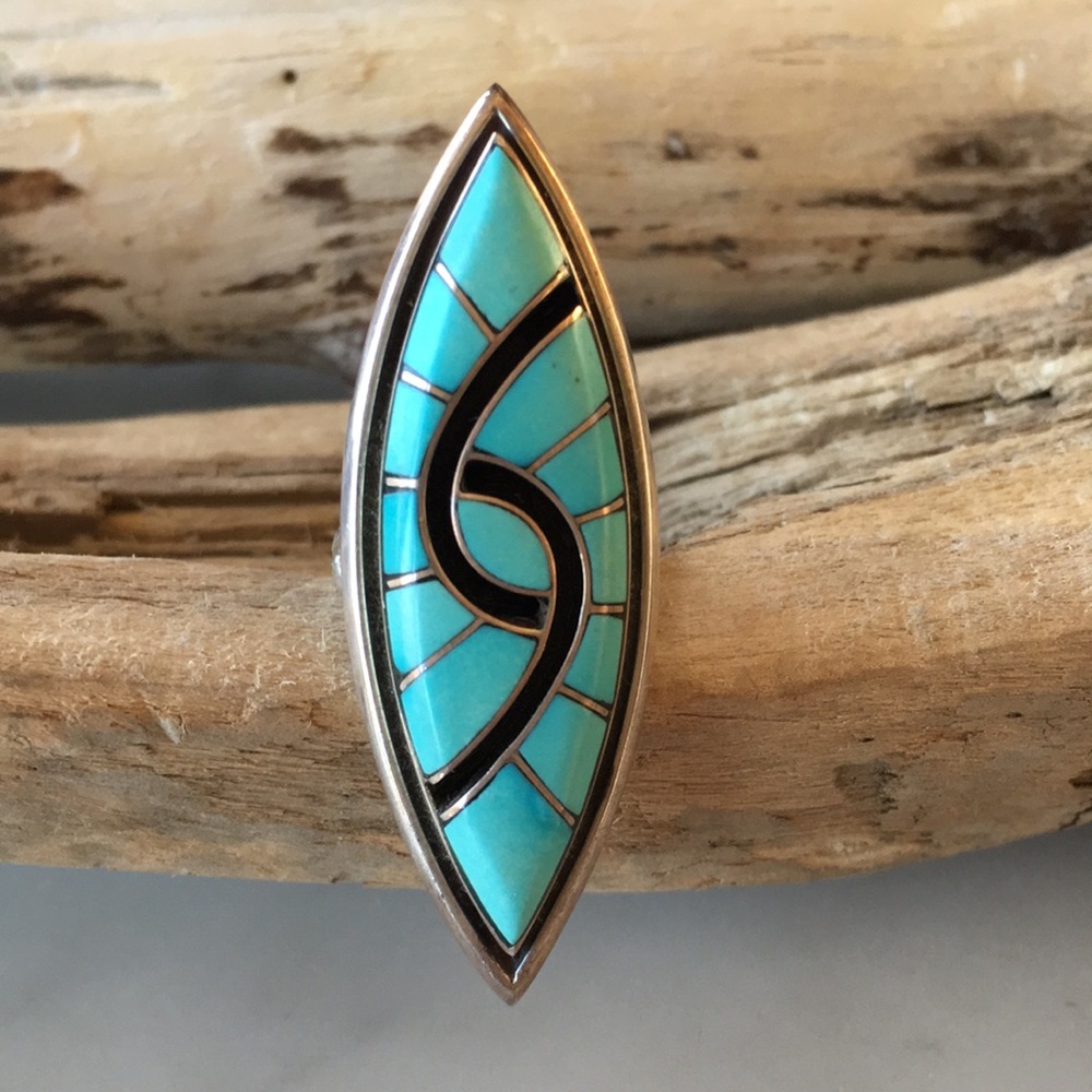 Sold Vintage Zuni Turquoise Hummingbird Amy Quandalacy Ring - Picture 11 of 11